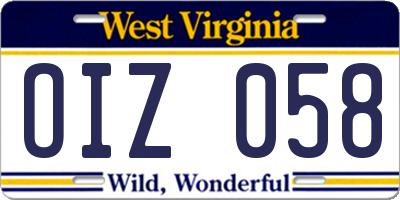 WV license plate OIZ058