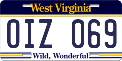 WV license plate OIZ069