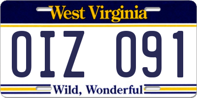 WV license plate OIZ091