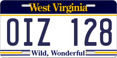 WV license plate OIZ128
