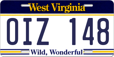 WV license plate OIZ148
