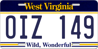 WV license plate OIZ149