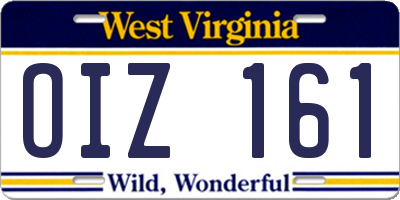 WV license plate OIZ161