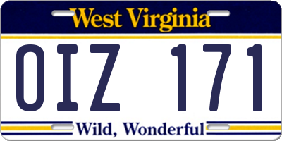 WV license plate OIZ171
