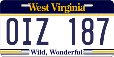 WV license plate OIZ187