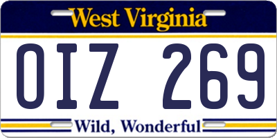 WV license plate OIZ269