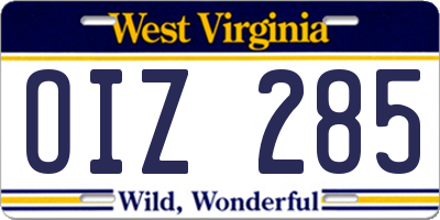 WV license plate OIZ285