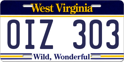 WV license plate OIZ303