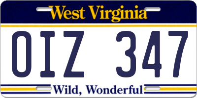 WV license plate OIZ347