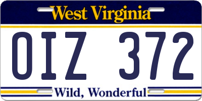 WV license plate OIZ372
