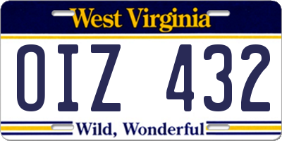 WV license plate OIZ432