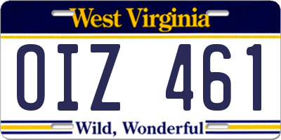 WV license plate OIZ461