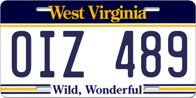 WV license plate OIZ489
