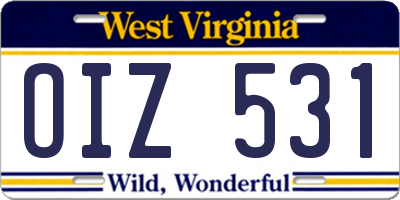 WV license plate OIZ531