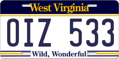 WV license plate OIZ533
