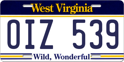 WV license plate OIZ539
