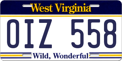 WV license plate OIZ558