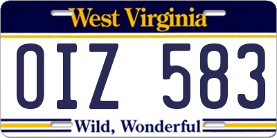 WV license plate OIZ583
