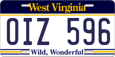 WV license plate OIZ596