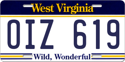 WV license plate OIZ619