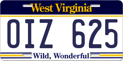 WV license plate OIZ625