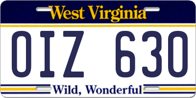 WV license plate OIZ630