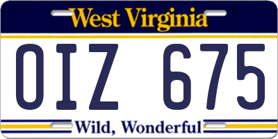 WV license plate OIZ675