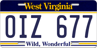 WV license plate OIZ677