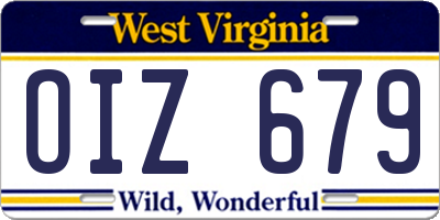 WV license plate OIZ679