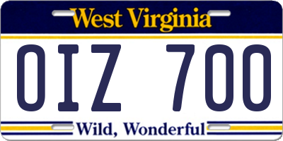 WV license plate OIZ700