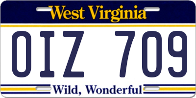 WV license plate OIZ709