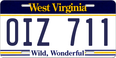 WV license plate OIZ711