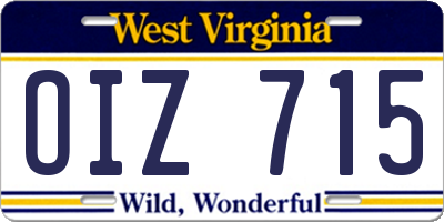 WV license plate OIZ715