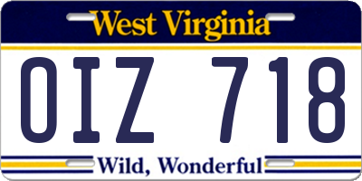 WV license plate OIZ718