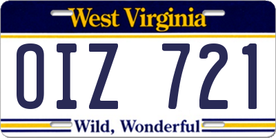 WV license plate OIZ721