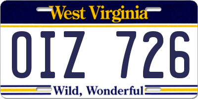 WV license plate OIZ726