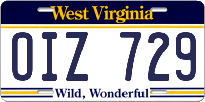 WV license plate OIZ729