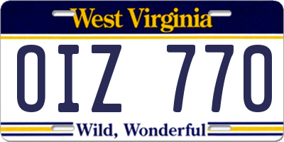 WV license plate OIZ770