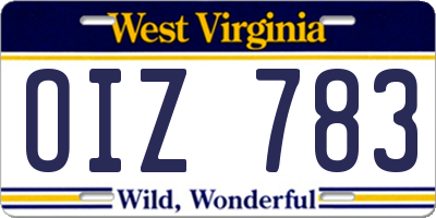 WV license plate OIZ783
