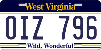 WV license plate OIZ796