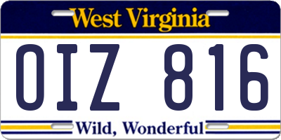 WV license plate OIZ816