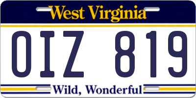 WV license plate OIZ819