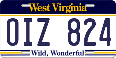 WV license plate OIZ824