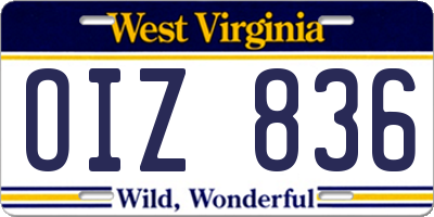 WV license plate OIZ836