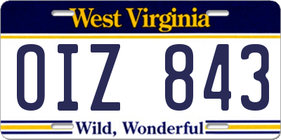 WV license plate OIZ843