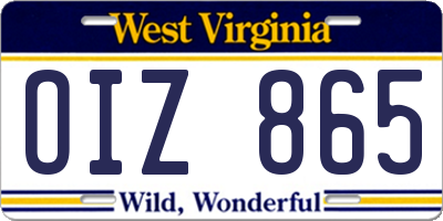 WV license plate OIZ865