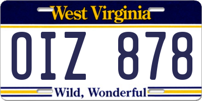 WV license plate OIZ878