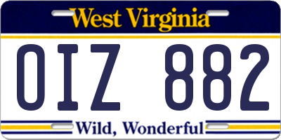 WV license plate OIZ882