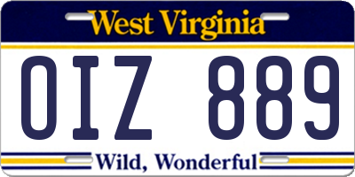 WV license plate OIZ889