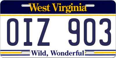 WV license plate OIZ903